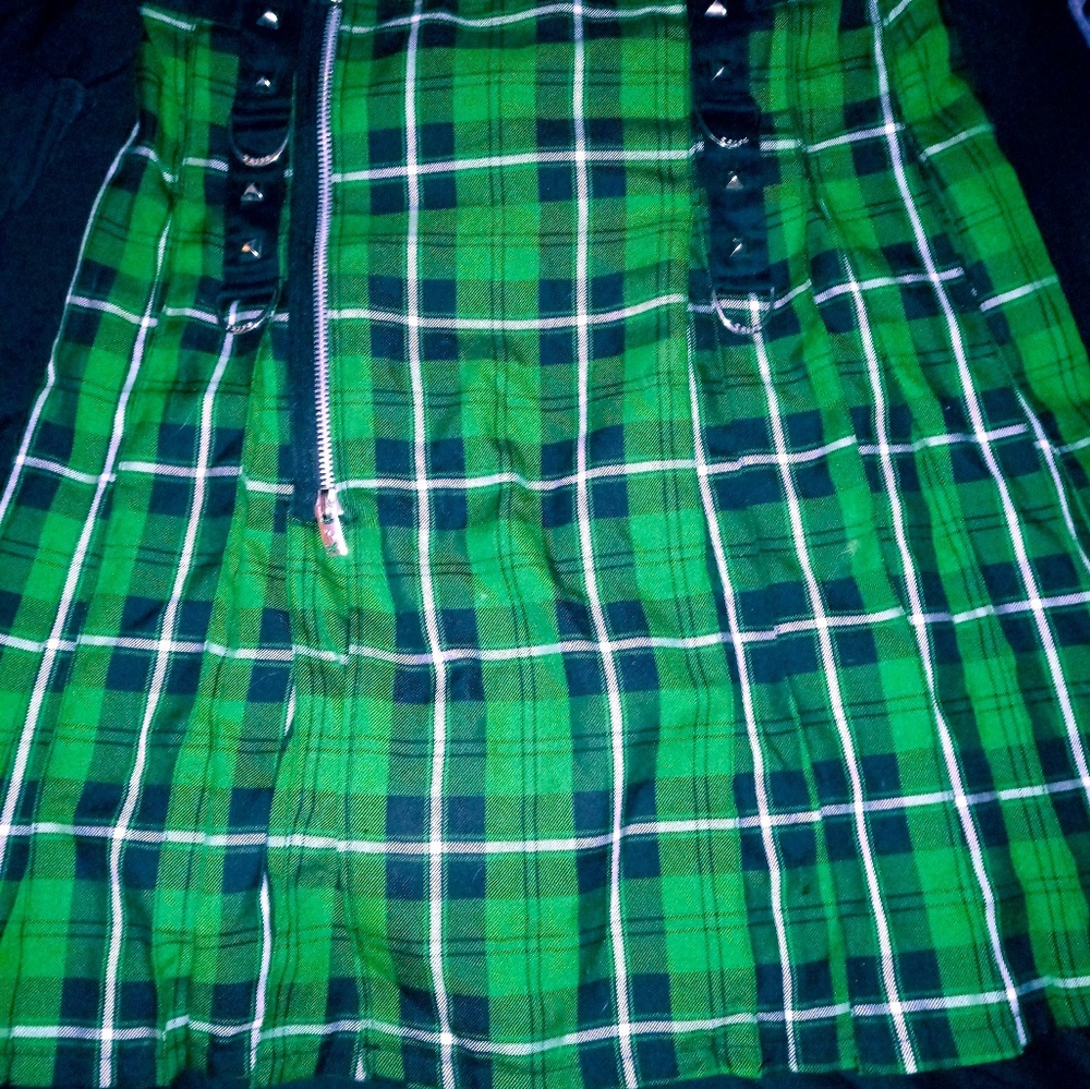Tripp old school green plaid kilt skirt